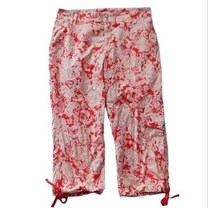 Coldwater Creek Orange Paisley Print Cargo Capris